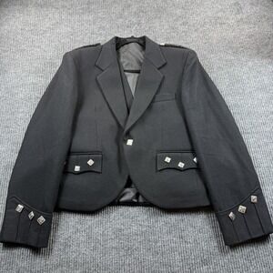 Kilt Jacket Vest Suit Mens 42 Short Black Scottish Argyll Celtic Formal 2 Piece